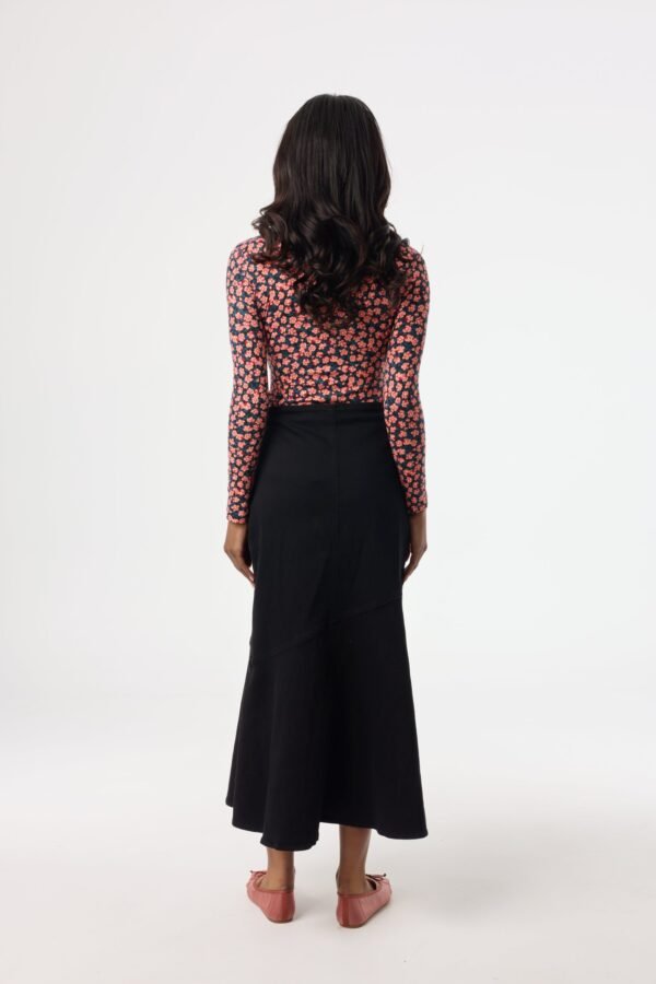 Black Asymmetrical Hem Denim Skirt - Image 3
