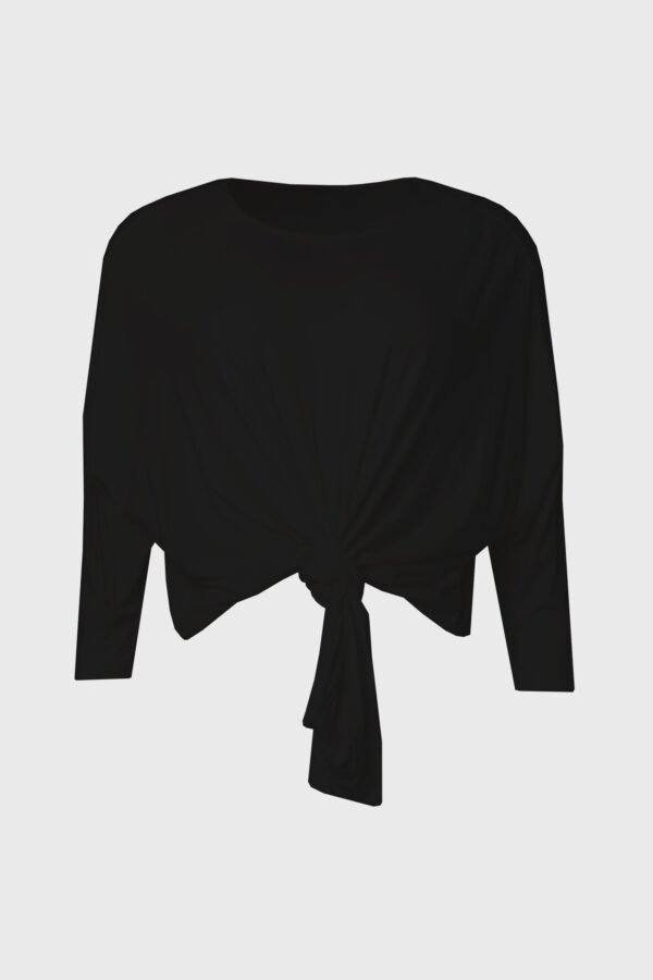 Black Dolman Tie Knot Tee - Image 5