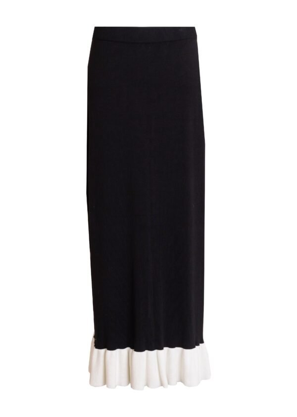 Black and Cream Knit Ruffle Skirt - Image 5