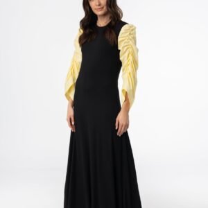 Black and Yellow Colorblock Maxi Dress