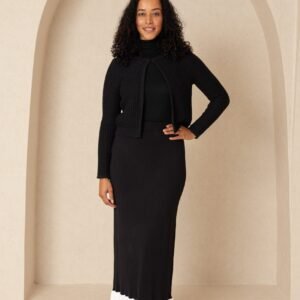 Black and Cream Knit Ruffle Skirt